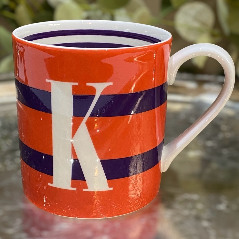 Kate Spade To The Letter “K” Coffee Tea Mug Cup Orange Purple Lenox